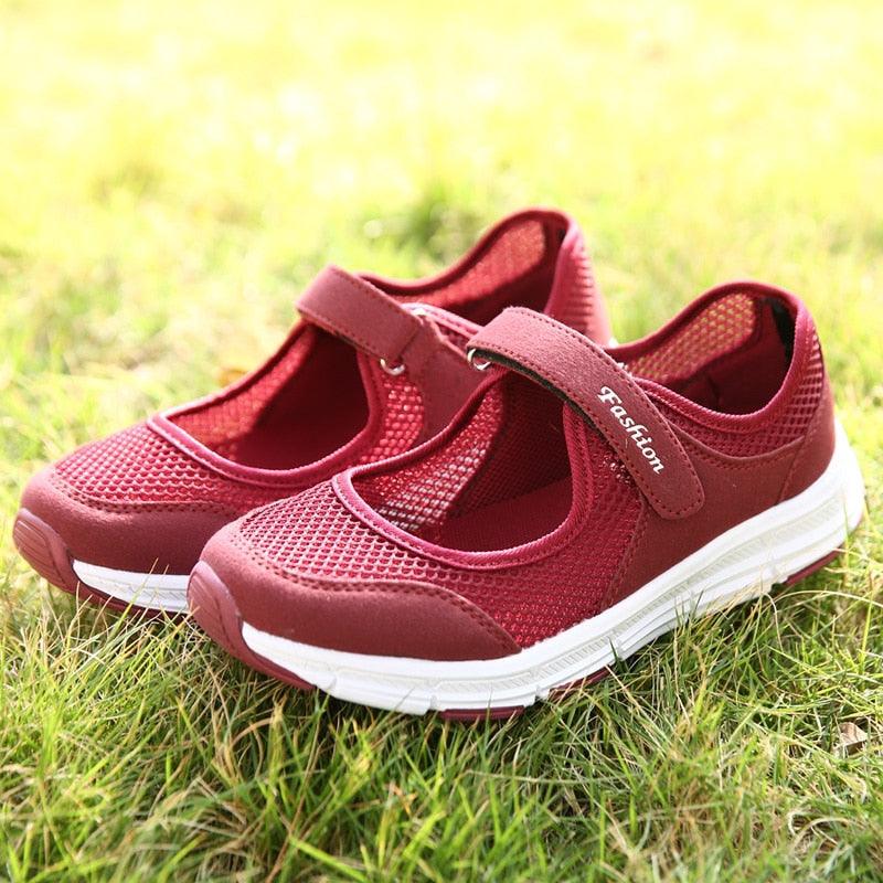 Women's Elegant Walking Shoes Flat Outdoor Comfortable Breathable Casual Soft Sole Lightweight Sport Running Fashion Breathable Mesh Womens Espadrilles Stevvex