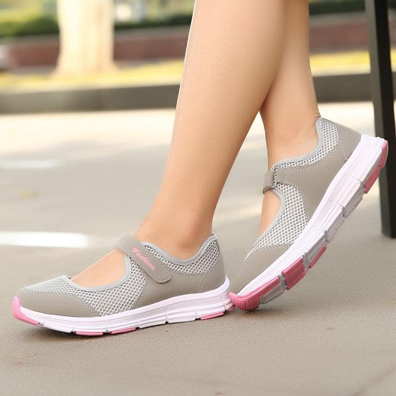 Women's Elegant Walking Shoes Flat Outdoor Comfortable Breathable Casual Soft Sole Lightweight Sport Running Fashion Breathable Mesh Womens Espadrilles Stevvex