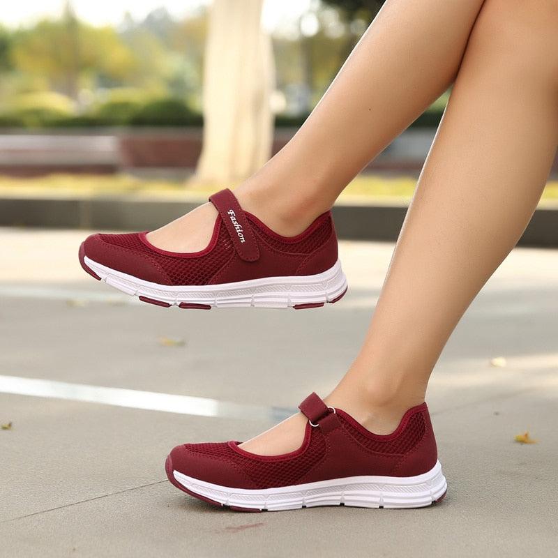 Women's Elegant Walking Shoes Flat Outdoor Comfortable Breathable Casual Soft Sole Lightweight Sport Running Fashion Breathable Mesh Womens Espadrilles Stevvex