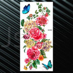 Women's Fashion Flower Temporary Tattoos Sticker Fake Rose Waterproof Large Realistic Black Colorful Flowers Tattoos