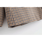 Women's Fashionable Office Wear Double Breasted Plaid Blazer Coat Vintage Long Sleeve Pockets Female Outerwear Chic Tops
