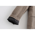 Women's Fashionable Office Wear Double Breasted Plaid Blazer Coat Vintage Long Sleeve Pockets Female Outerwear Chic Tops