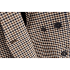 Women's Fashionable Office Wear Double Breasted Plaid Blazer Coat Vintage Long Sleeve Pockets Female Outerwear Chic Tops