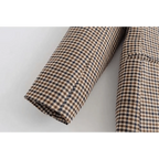 Women's Fashionable Office Wear Double Breasted Plaid Blazer Coat Vintage Long Sleeve Pockets Female Outerwear Chic Tops