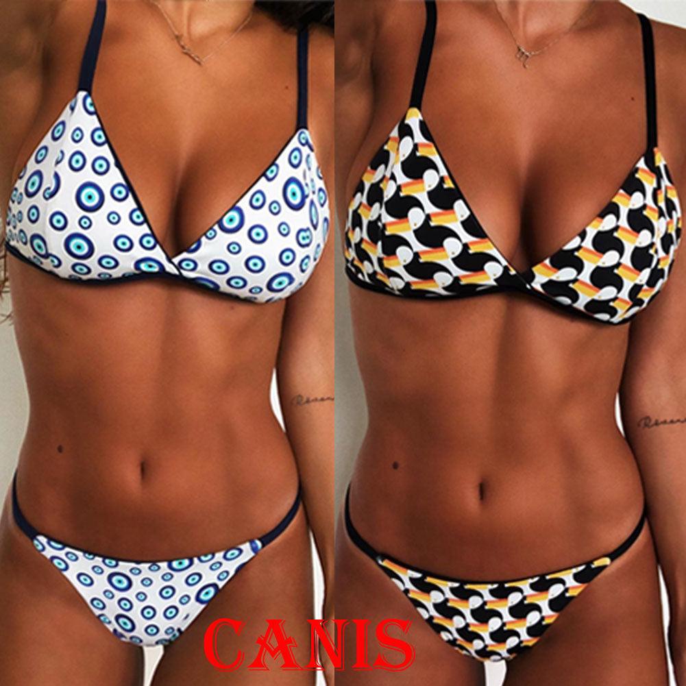 Women's Floral Printed Bikini Sets Push-Up Padded Bra Swimsuit Swimwear Bathing Suit Flower Beachwear Costume Floral Printed Swimsuit Triangle Bikini Tie Side High Cut Cheeky Bikini Set Stevvex