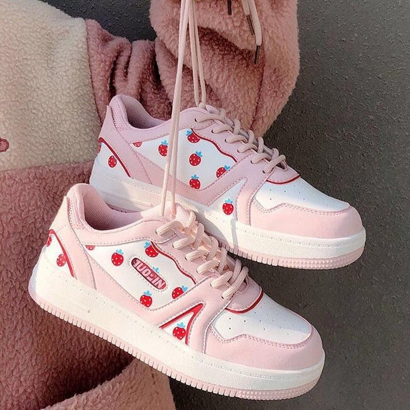 Women's Pink Sports Sneakers White Casual Spring Autumn Basket Tennis Flat Running Flats Training Casual Everyday Walking Outdoor Sport Womens Sneakers Stevvex