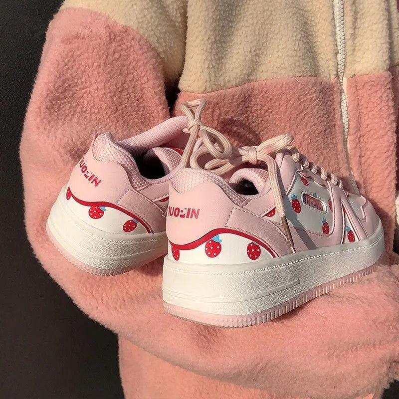 Women's Pink Sports Sneakers White Casual Spring Autumn Basket Tennis Flat Running Flats Training Casual Everyday Walking Outdoor Sport Womens Sneakers Stevvex