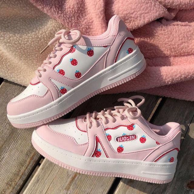 Women's Pink Sports Sneakers White Casual Spring Autumn Basket Tennis Flat Running Flats Training Casual Everyday Walking Outdoor Sport Womens Sneakers Stevvex