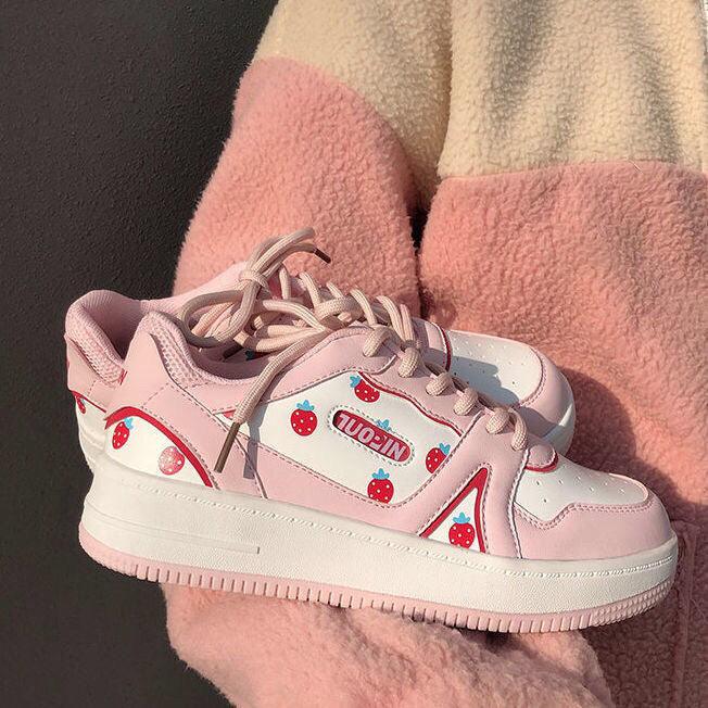 Women's Pink Sports Sneakers White Casual Spring Autumn Basket Tennis Flat Running Flats Training Casual Everyday Walking Outdoor Sport Womens Sneakers Stevvex