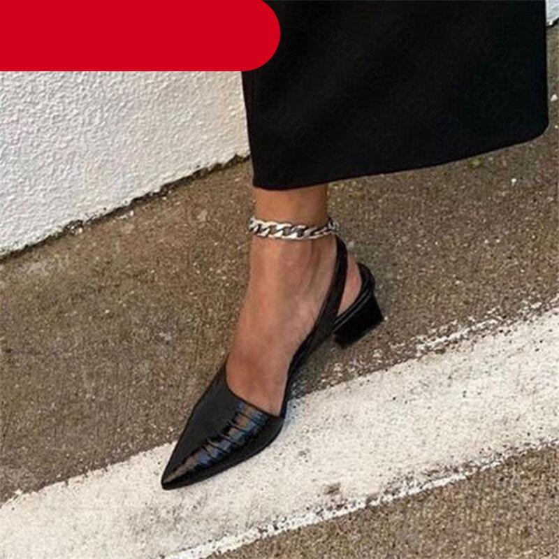 Women's Pointed Toes Pumps Luxury Heels Sandals Summer New Vintage Woman Lady Sandals Fashion Heel Sandals Mid Block Square Heel Slip On Pointed Toe Office Sandal Stevvex