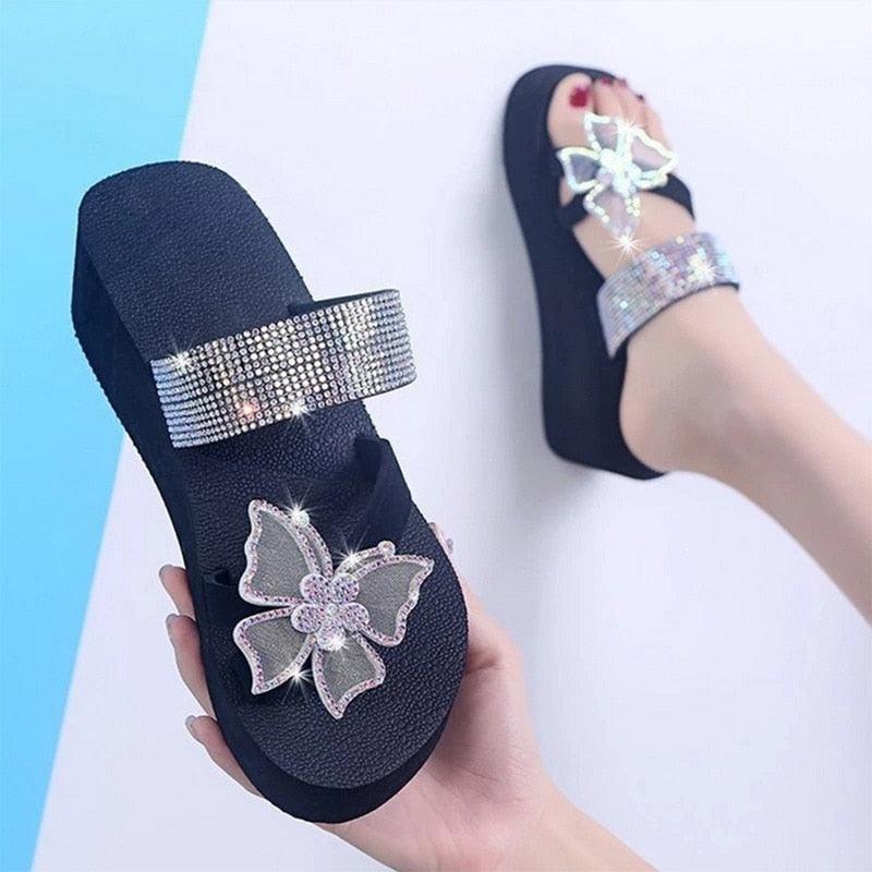 Women's Sandals Summer Slippers Elegant Butterfly Shoes Open Toe Fashion Comfortable Elegant Platform Shoes Pink Sandals For Women Dressy Modern Thick Platform Sandals Stevvex