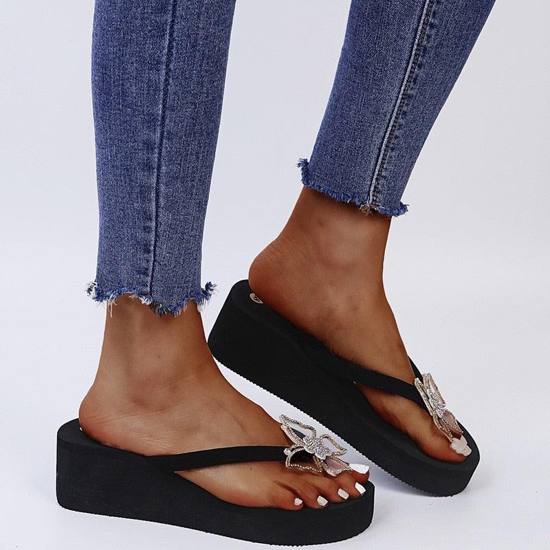 Women's Sandals Summer Slippers Elegant Butterfly Shoes Open Toe Fashion Comfortable Elegant Platform Shoes Pink Sandals For Women Dressy Modern Thick Platform Sandals Stevvex