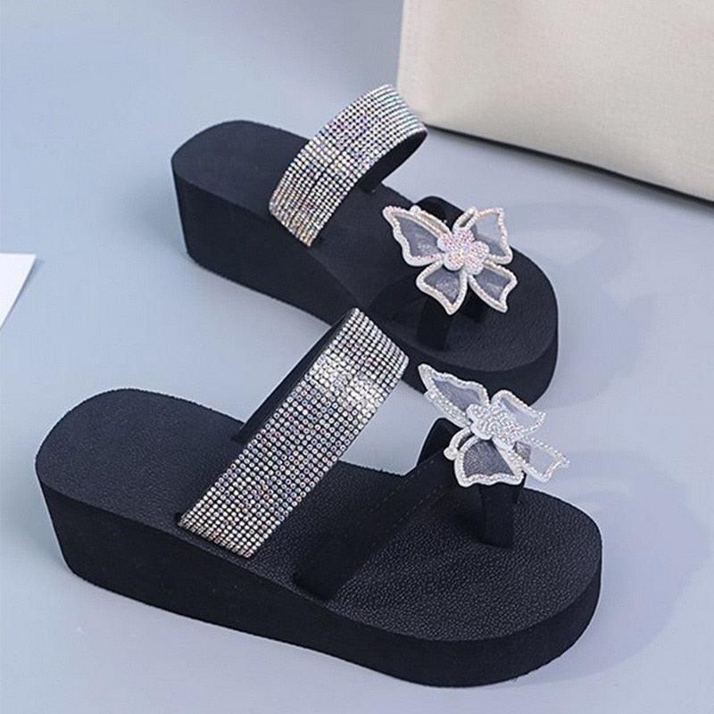 Women's Sandals Summer Slippers Elegant Butterfly Shoes Open Toe Fashion Comfortable Elegant Platform Shoes Pink Sandals For Women Dressy Modern Thick Platform Sandals Stevvex