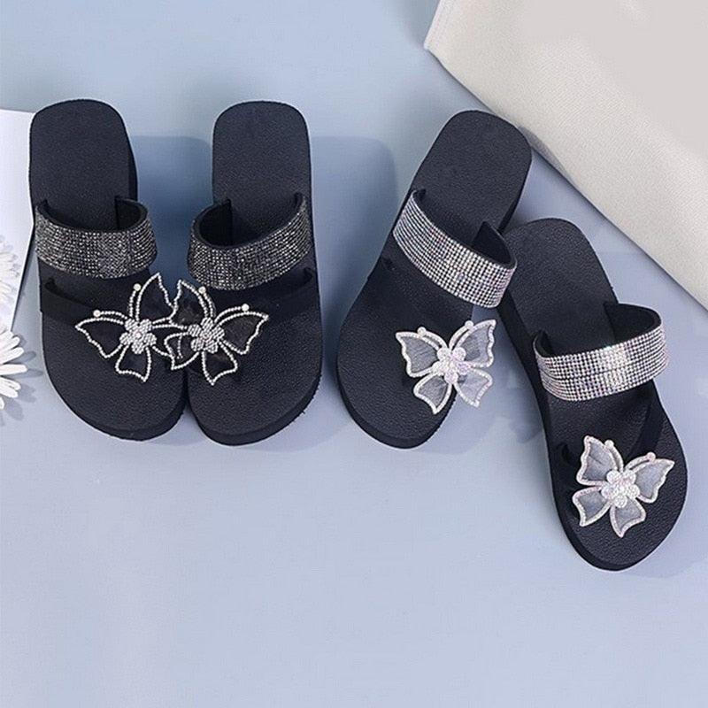 Women's Sandals Summer Slippers Elegant Butterfly Shoes Open Toe Fashion Comfortable Elegant Platform Shoes Pink Sandals For Women Dressy Modern Thick Platform Sandals Stevvex