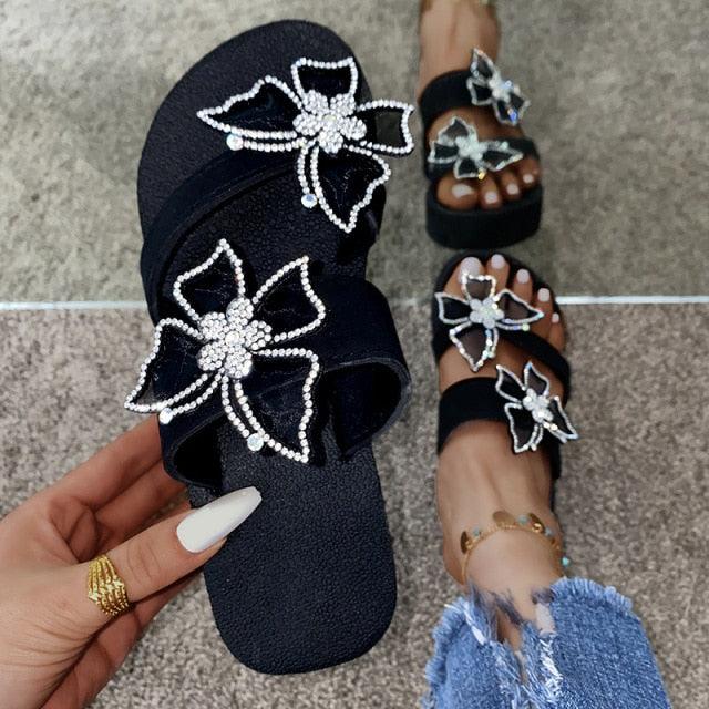Women's Sandals Summer Slippers Elegant Butterfly Shoes Open Toe Fashion Comfortable Elegant Platform Shoes Pink Sandals For Women Dressy Modern Thick Platform Sandals Stevvex
