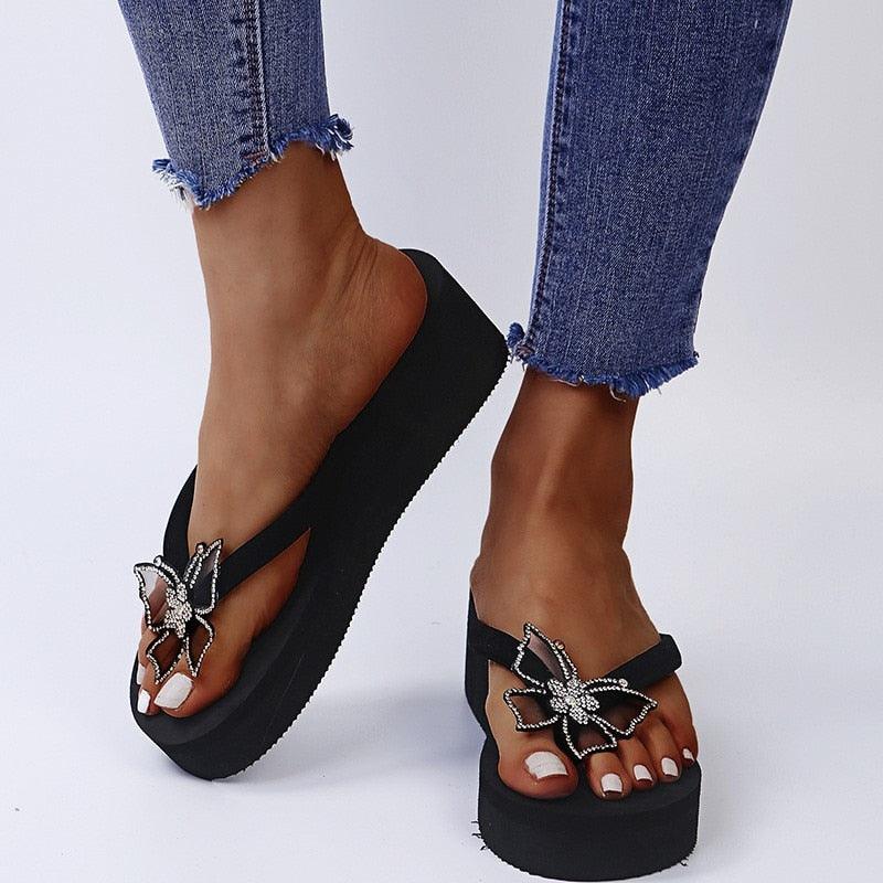 Women's Sandals Summer Slippers Elegant Butterfly Shoes Open Toe Fashion Comfortable Elegant Platform Shoes Pink Sandals For Women Dressy Modern Thick Platform Sandals Stevvex