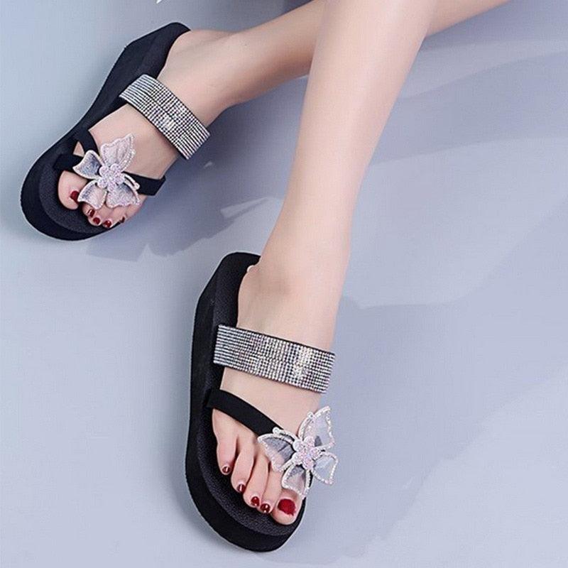 Women's Sandals Summer Slippers Elegant Butterfly Shoes Open Toe Fashion Comfortable Elegant Platform Shoes Pink Sandals For Women Dressy Modern Thick Platform Sandals Stevvex