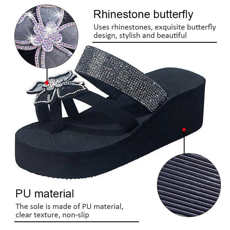 Women's Sandals Summer Slippers Elegant Butterfly Shoes Open Toe Fashion Comfortable Elegant Platform Shoes Pink Sandals For Women Dressy Modern Thick Platform Sandals Stevvex