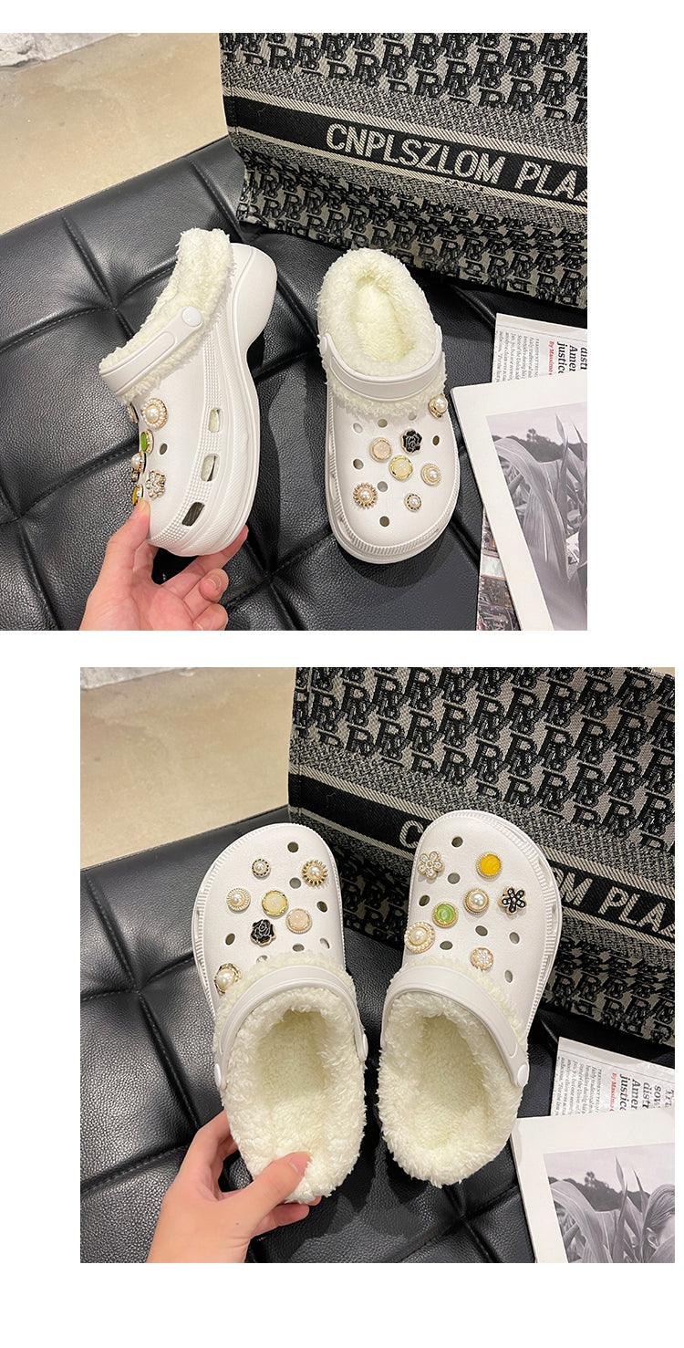 Women's Slippers Summer New Thick Soles Fashion Leather Shoes Flip Flops Women Clogs Winter Slippers Arch Support House Slippers Slip On Garden Shoes Warm Home Shoes Stevvex