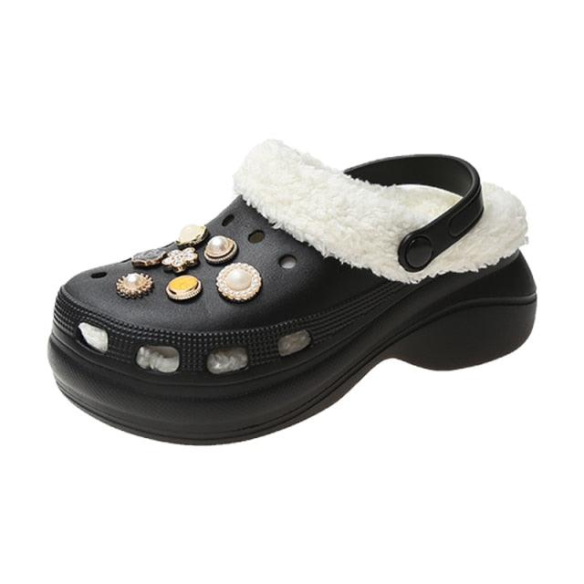 Women's Slippers Summer New Thick Soles Fashion Leather Shoes Flip Flops Women Clogs Winter Slippers Arch Support House Slippers Slip On Garden Shoes Warm Home Shoes Stevvex