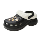 Women's Slippers Summer New Thick Soles Fashion Leather Shoes Flip Flops Women Clogs Winter Slippers Arch Support House Slippers Slip On Garden Shoes Warm Home Shoes Stevvex