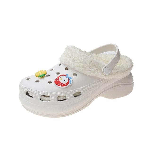 Women's Slippers Summer New Thick Soles Fashion Leather Shoes Flip Flops Women Clogs Winter Slippers Arch Support House Slippers Slip On Garden Shoes Warm Home Shoes Stevvex