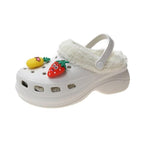 Women's Slippers Summer New Thick Soles Fashion Leather Shoes Flip Flops Women Clogs Winter Slippers Arch Support House Slippers Slip On Garden Shoes Warm Home Shoes Stevvex