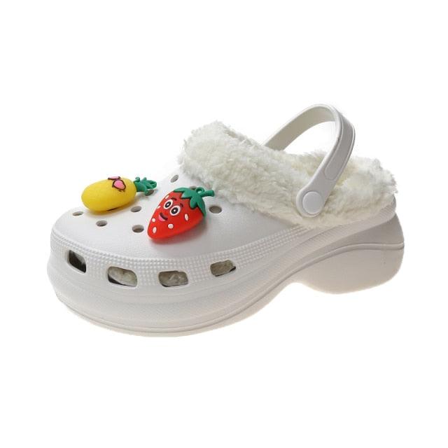 Women's Slippers Summer New Thick Soles Fashion Leather Shoes Flip Flops Women Clogs Winter Slippers Arch Support House Slippers Slip On Garden Shoes Warm Home Shoes Stevvex