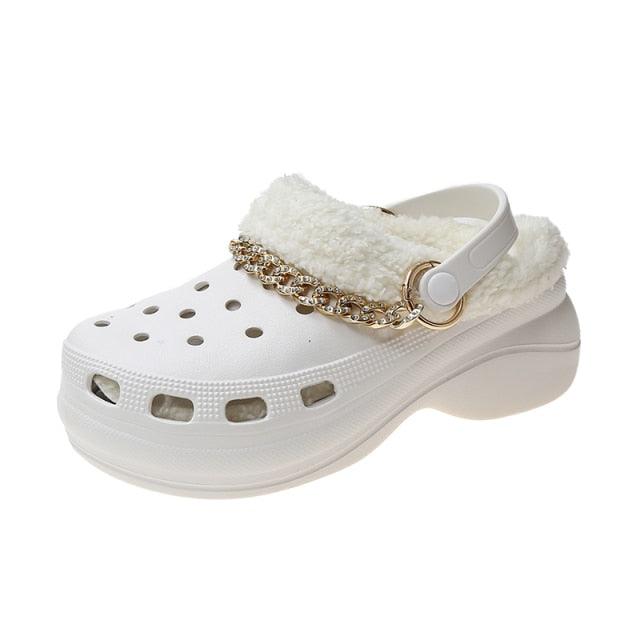 Women's Slippers Summer New Thick Soles Fashion Leather Shoes Flip Flops Women Clogs Winter Slippers Arch Support House Slippers Slip On Garden Shoes Warm Home Shoes Stevvex
