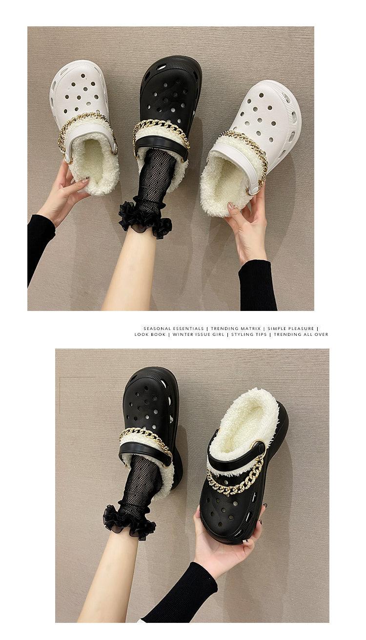 Women's Slippers Summer New Thick Soles Fashion Leather Shoes Flip Flops Women Clogs Winter Slippers Arch Support House Slippers Slip On Garden Shoes Warm Home Shoes Stevvex