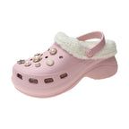 Women's Slippers Summer New Thick Soles Fashion Leather Shoes Flip Flops Women Clogs Winter Slippers Arch Support House Slippers Slip On Garden Shoes Warm Home Shoes Stevvex