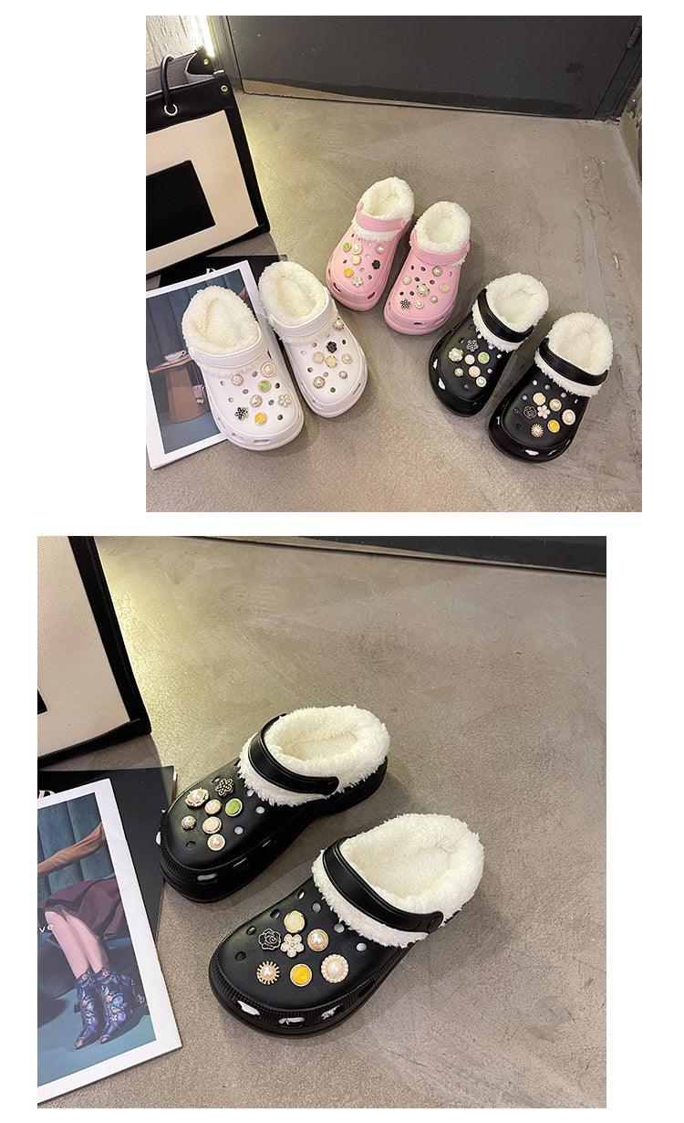 Women's Slippers Summer New Thick Soles Fashion Leather Shoes Flip Flops Women Clogs Winter Slippers Arch Support House Slippers Slip On Garden Shoes Warm Home Shoes Stevvex