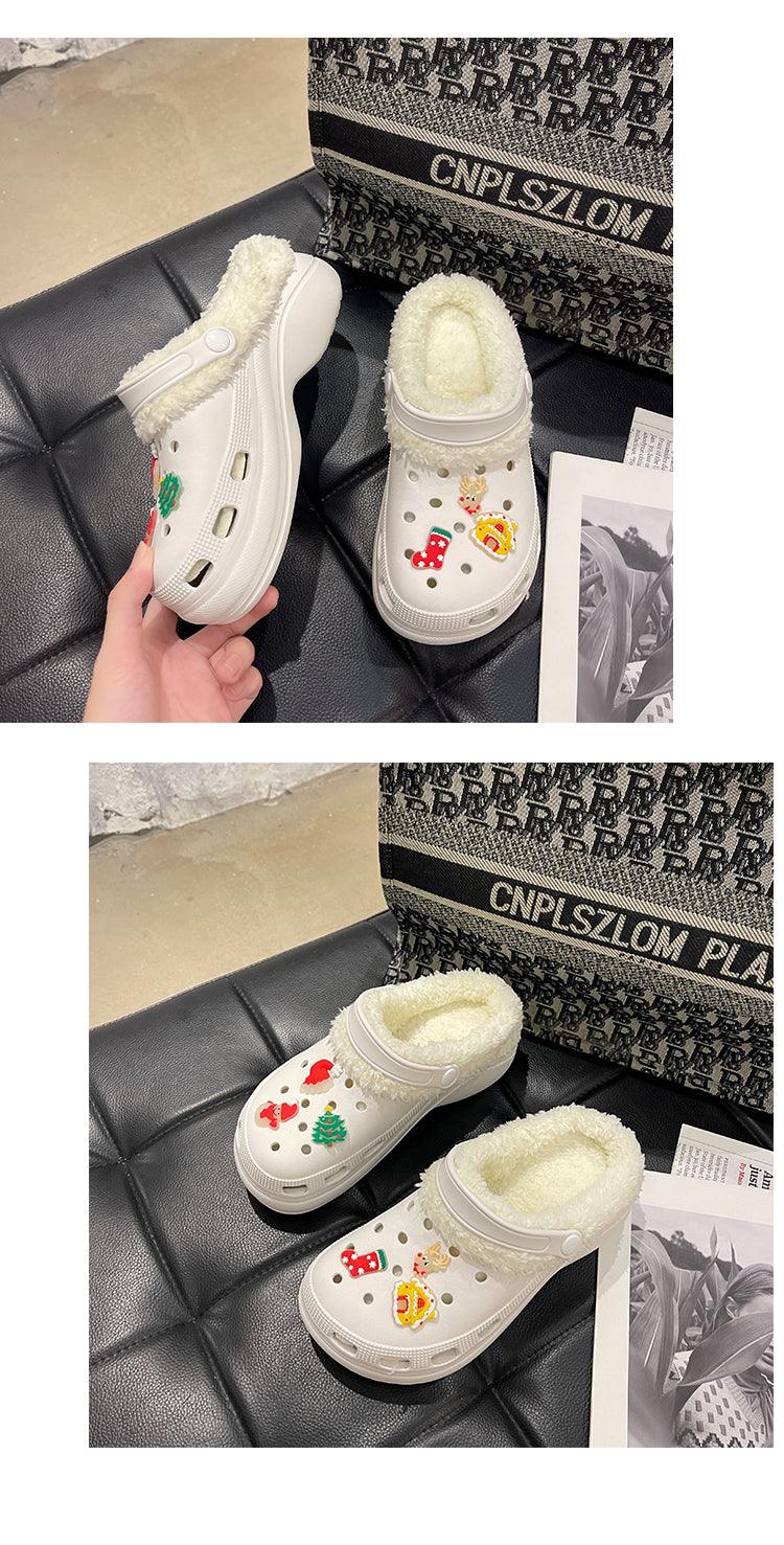 Women's Slippers Summer New Thick Soles Fashion Leather Shoes Flip Flops Women Clogs Winter Slippers Arch Support House Slippers Slip On Garden Shoes Warm Home Shoes Stevvex