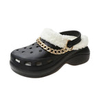 Women's Slippers Summer New Thick Soles Fashion Leather Shoes Flip Flops Women Clogs Winter Slippers Arch Support House Slippers Slip On Garden Shoes Warm Home Shoes Stevvex
