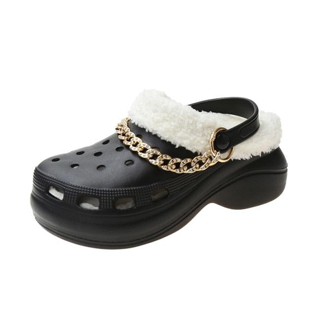 Women's Slippers Summer New Thick Soles Fashion Leather Shoes Flip Flops Women Clogs Winter Slippers Arch Support House Slippers Slip On Garden Shoes Warm Home Shoes Stevvex