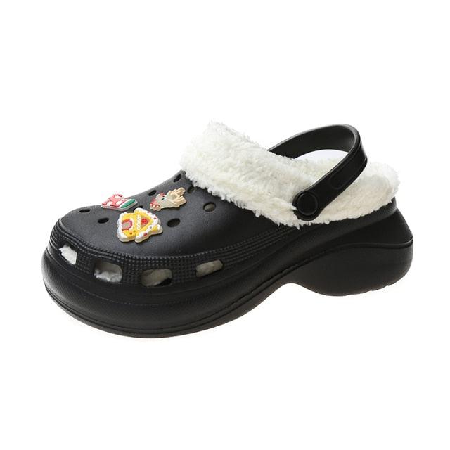 Women's Slippers Summer New Thick Soles Fashion Leather Shoes Flip Flops Women Clogs Winter Slippers Arch Support House Slippers Slip On Garden Shoes Warm Home Shoes Stevvex