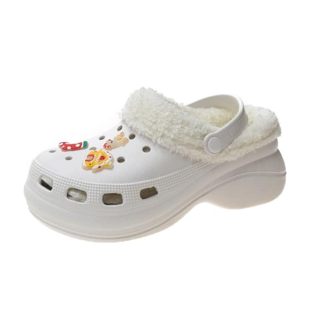 Women's Slippers Summer New Thick Soles Fashion Leather Shoes Flip Flops Women Clogs Winter Slippers Arch Support House Slippers Slip On Garden Shoes Warm Home Shoes Stevvex