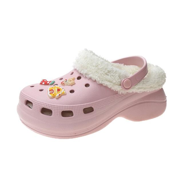 Women's Slippers Summer New Thick Soles Fashion Leather Shoes Flip Flops Women Clogs Winter Slippers Arch Support House Slippers Slip On Garden Shoes Warm Home Shoes Stevvex