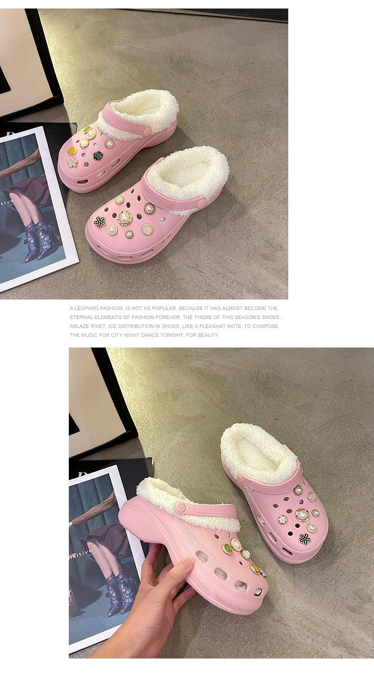 Women's Slippers Summer New Thick Soles Fashion Leather Shoes Flip Flops Women Clogs Winter Slippers Arch Support House Slippers Slip On Garden Shoes Warm Home Shoes Stevvex