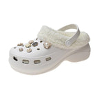 Women's Slippers Summer New Thick Soles Fashion Leather Shoes Flip Flops Women Clogs Winter Slippers Arch Support House Slippers Slip On Garden Shoes Warm Home Shoes Stevvex