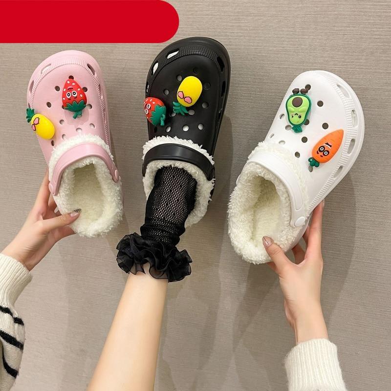 Women's Slippers Summer New Thick Soles Fashion Leather Shoes Flip Flops Women Clogs Winter Slippers Arch Support House Slippers Slip On Garden Shoes Warm Home Shoes Stevvex