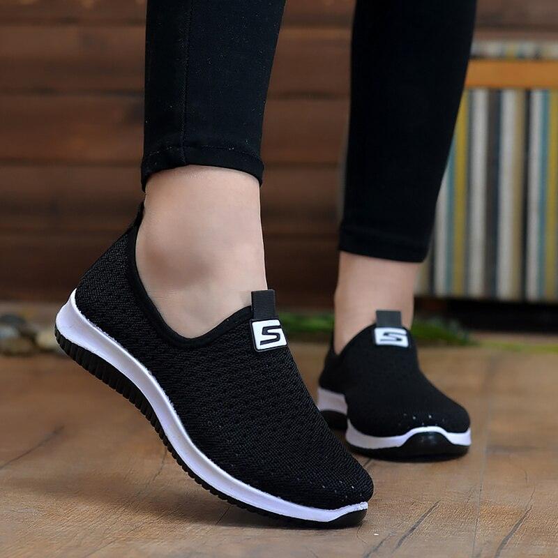 Women's Sneakers Espadrrilles Breathable Mesh Summer Shoes For Women Walking Solid Non Slip Casual Shoes Girls Tennis Slip On Sneakers Lightweight Comfortable Mesh Casual Sneakers Stevvex