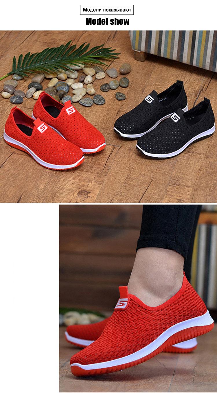 Women's Sneakers Espadrrilles Breathable Mesh Summer Shoes For Women Walking Solid Non Slip Casual Shoes Girls Tennis Slip On Sneakers Lightweight Comfortable Mesh Casual Sneakers Stevvex