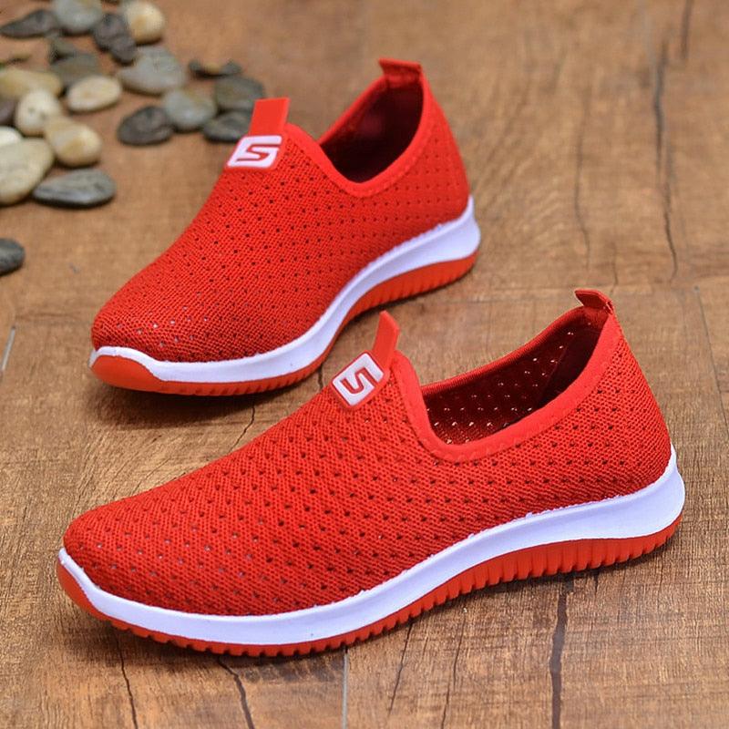 Women's Sneakers Espadrrilles Breathable Mesh Summer Shoes For Women Walking Solid Non Slip Casual Shoes Girls Tennis Slip On Sneakers Lightweight Comfortable Mesh Casual Sneakers Stevvex