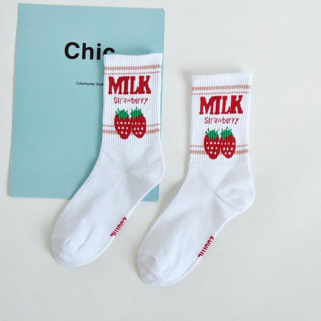 Women's Socks Combed Out Of Pure Cotton Colorful Cartoon Cute Funny Happy Kawaii Moon Strawberry Cactus Ankle Socks For Men And Women Stevvex