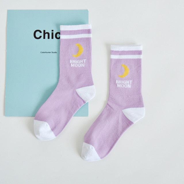 Women's Socks Combed Out Of Pure Cotton Colorful Cartoon Cute Funny Happy Kawaii Moon Strawberry Cactus Ankle Socks For Men And Women Stevvex