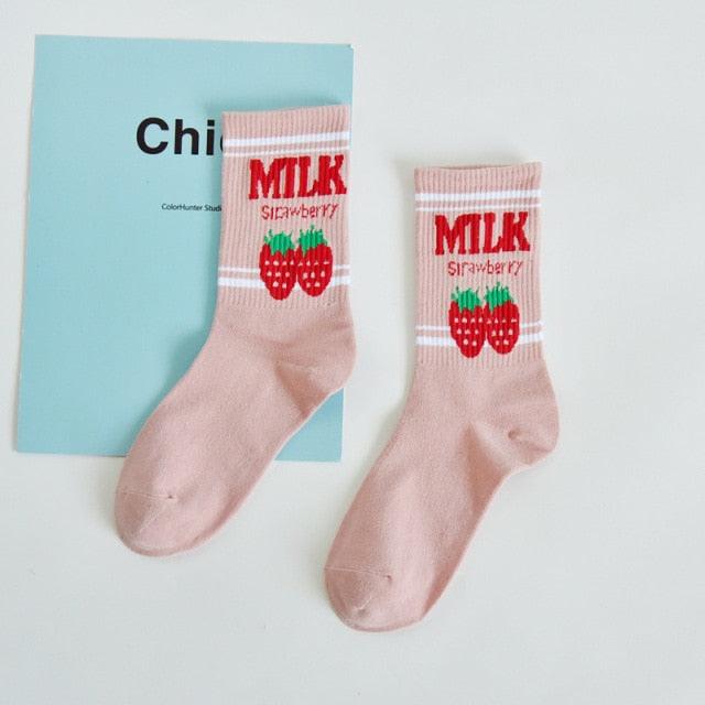 Women's Socks Combed Out Of Pure Cotton Colorful Cartoon Cute Funny Happy Kawaii Moon Strawberry Cactus Ankle Socks For Men And Women Stevvex