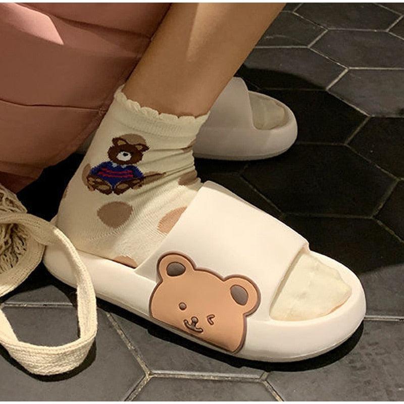 Women's Summer Flip Flops Slippers Soft Slides Cherry Home Bathroom Non Slip Casual Beach Quick Drying Slide Sandal With Thick Sole Non-Slip Soft Shower Open Toe Slippers Stevvex