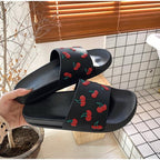 Women's Summer Flip Flops Slippers Soft Slides Cherry Home Bathroom Non Slip Casual Beach Quick Drying Slide Sandal With Thick Sole Non-Slip Soft Shower Open Toe Slippers Stevvex