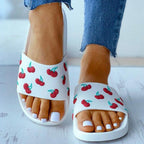 Women's Summer Flip Flops Slippers Soft Slides Cherry Home Bathroom Non Slip Casual Beach Quick Drying Slide Sandal With Thick Sole Non-Slip Soft Shower Open Toe Slippers Stevvex